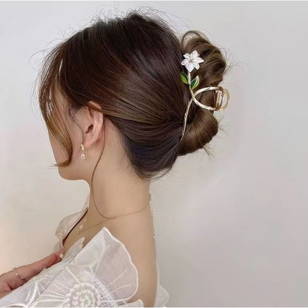 📛 RẺ VÔ ĐỊCH 📛Kẹp gấp tóc hoa trắng kim loại hot trend phong cách hàn quốc