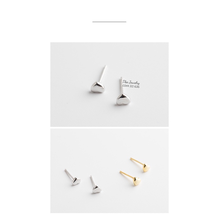 Khuyên tai bạc TLEE tim phồng mini xinh xắn TleeJewelry B0293