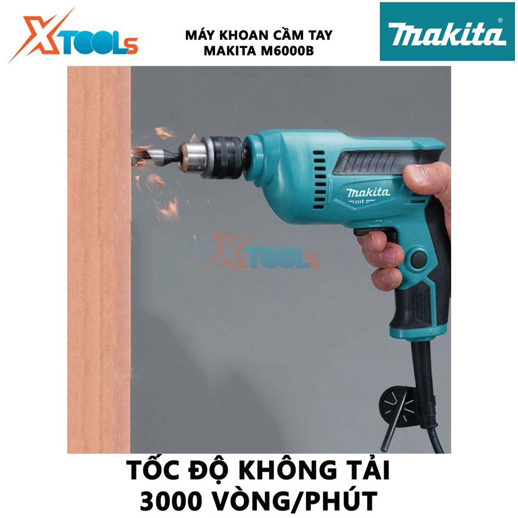 Máy khoan cầm tay Makita M6000B | máy khoan sắt công suất 450W tốc độ không tải 2.200 vòng/ phút dây dẫn điện 2.0 m khoa