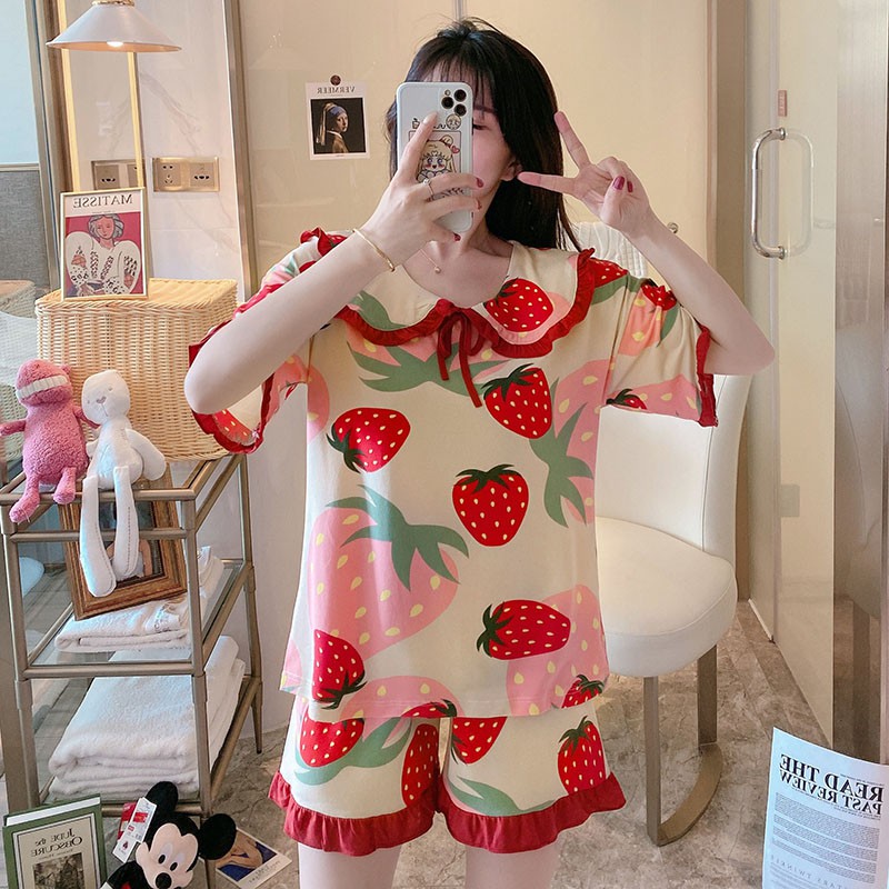 Bộ Đồ Ngủ Pijama Hoạt Hình Phối Nơ Cực Xinh Đáng Yêu Cute Cho Mùa Hè BN24