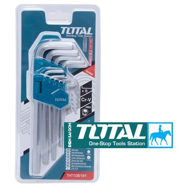 Total Bộ lục giác đầu bằng 1.5-10mm 9 chi tiết hệ mét THT106191
