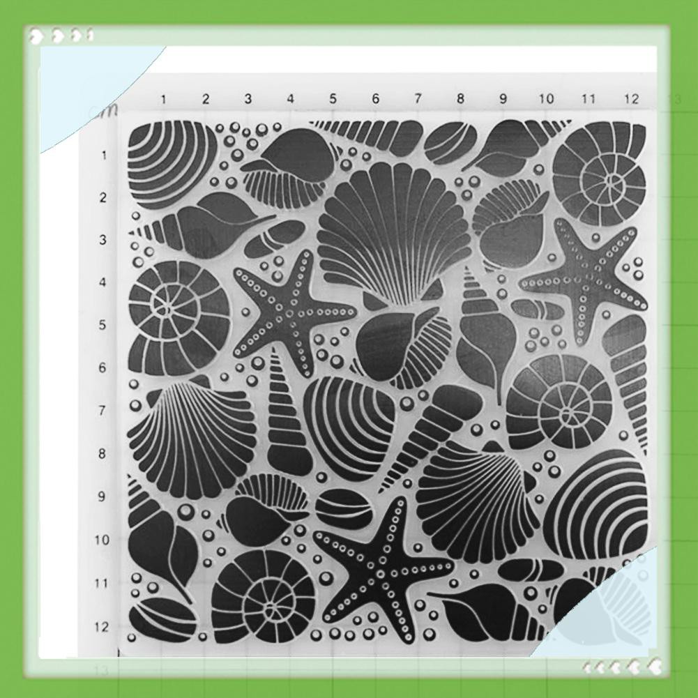 AIGONI Conch Shell Print DIY Scrapbook Plastic Embossing Template Folder Stencil