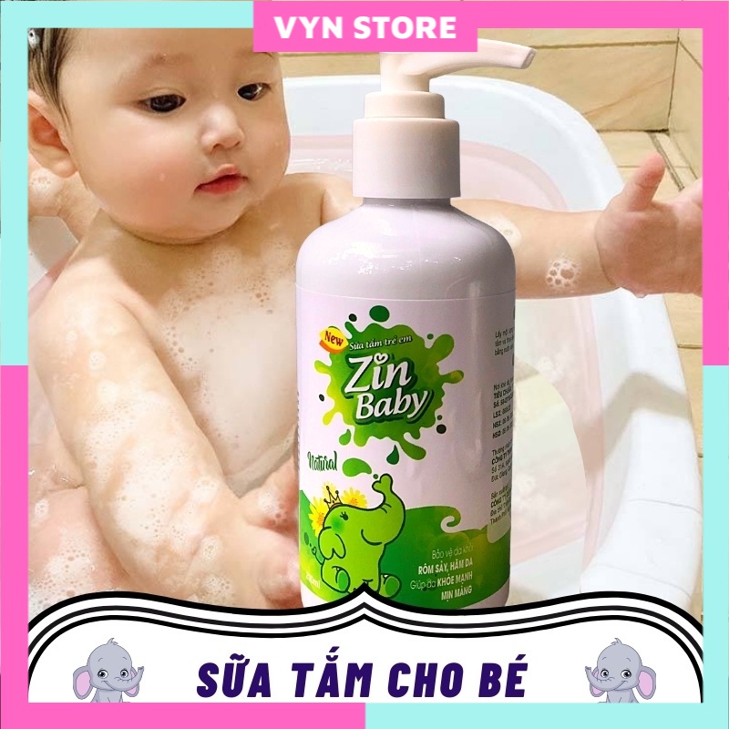 Sữa tắm cho bé chống rôm sảy mụn nhọt hăm ngứa thảo dược sơ sinh an toàn hiệu quả bé trai bé gái 2in1 Zin Baby