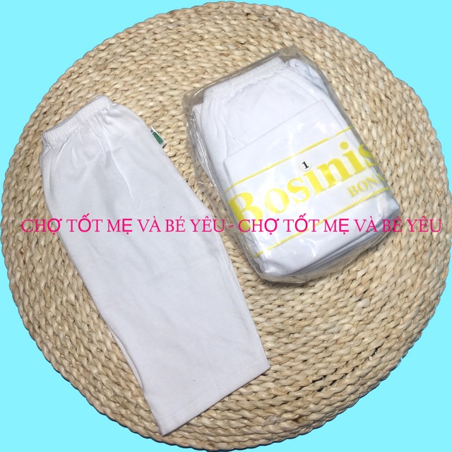 Set 5 Quần Dài Sơ Sinh , Quần Dài Cotton Trắng Bossini (quần chục dài cotton trắng mòng mát, mềm mại cho bé mặc nhà)