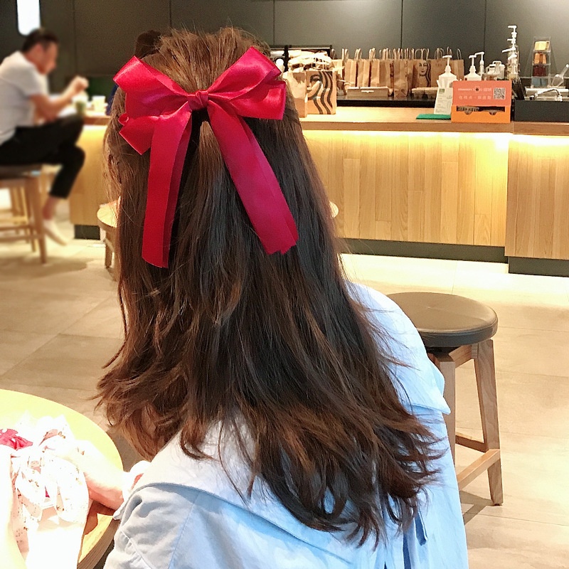Kẹp TóC HìNh Nơ DàI MàU Xanh Lá ThờI Trang Cho Nữ