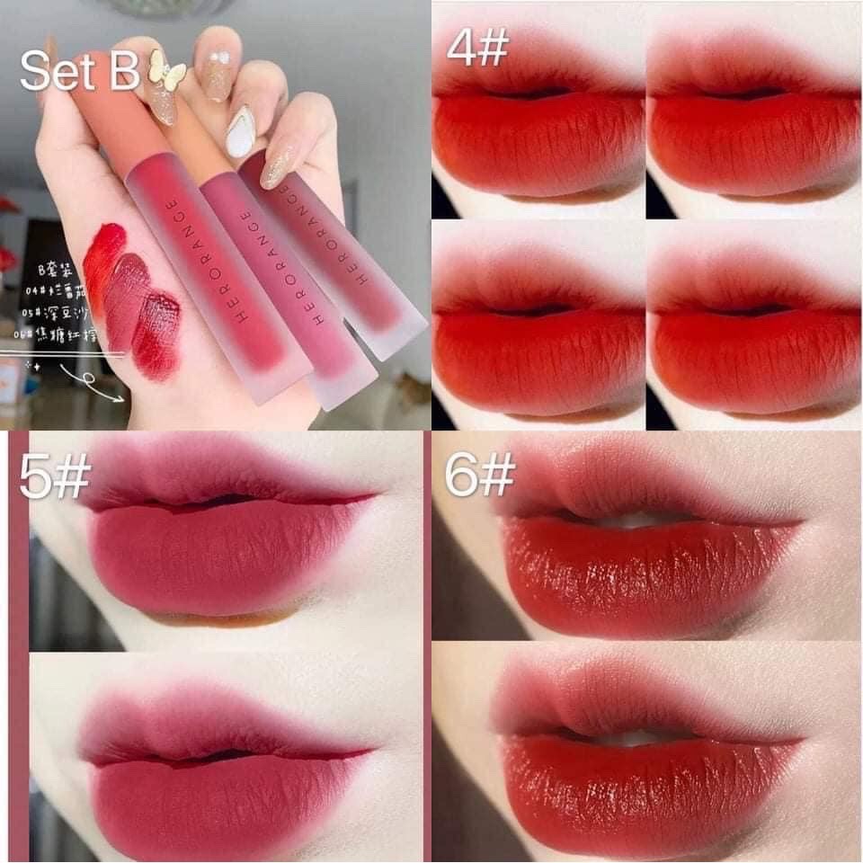 Set 3 Cây Son Kem Lì Herorange Fluffy Lip Glaze