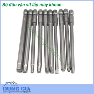 Bộ 10 đầu vặn vít lắp máy khoan