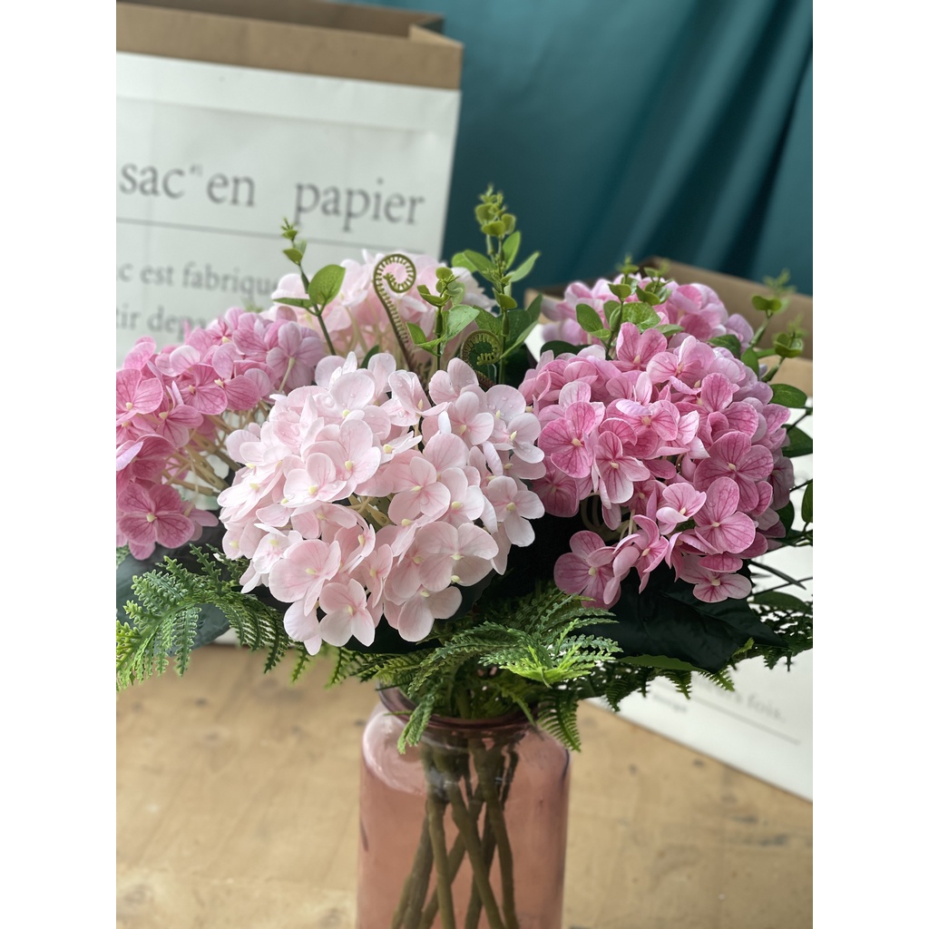 HOA GIẢ 🌺 HOA CẨM TÚ CẦU CAO SU CÀNH DÀI 46CM