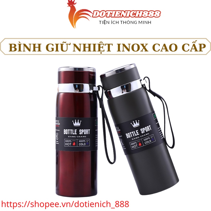 Bình giữ nhiệt Inox 304 cao cấp 2 lớp cách nhiệt có quai xách tiện lợi dung tích 800ml
