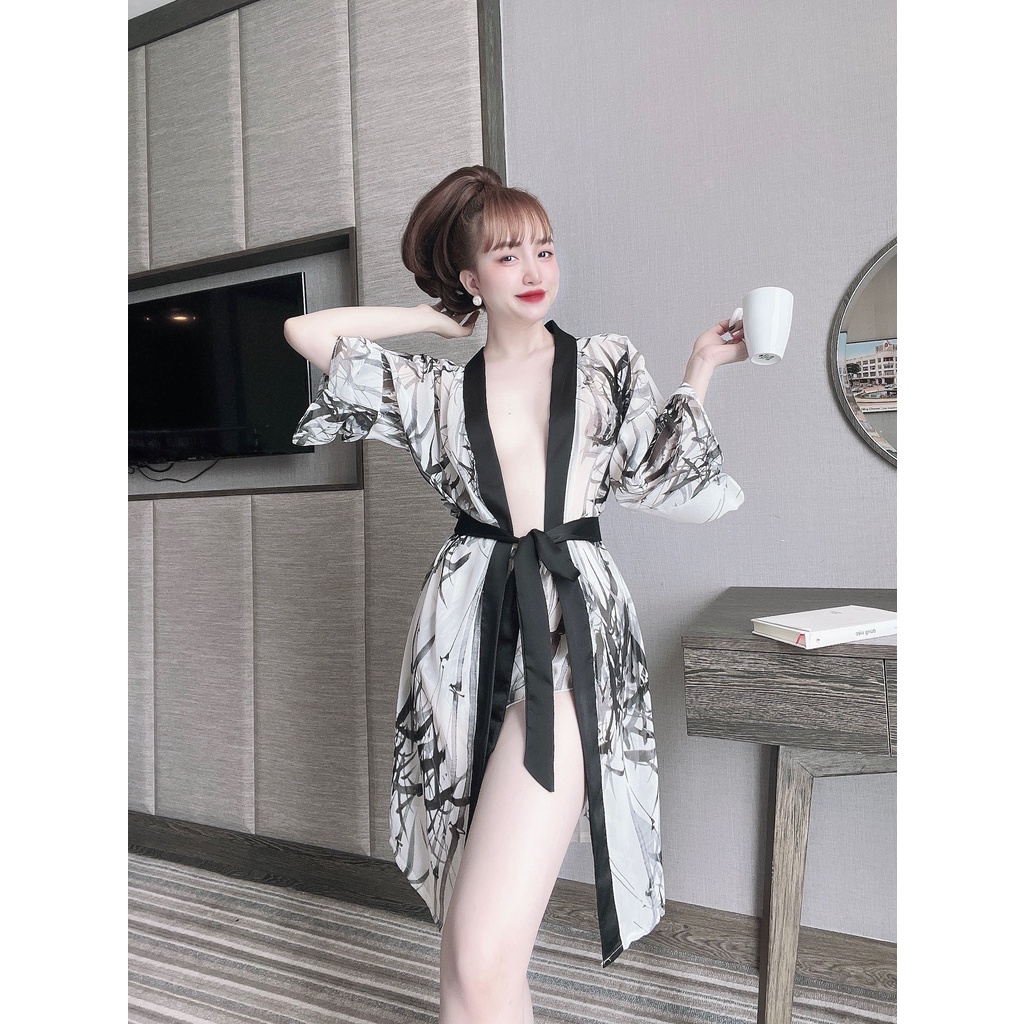 Áo choàng ngủ lụa chiffon đầm ngủ sexy chất siêu mát lên dáng siêu xinh (tặng kèm quần ngủ cùng màu)