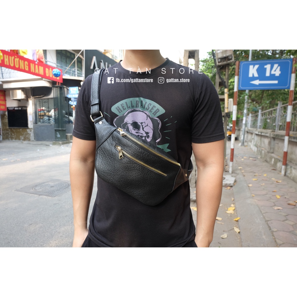 [BẢO HÀNH TRỌN ĐỜI] Túi bao tử / Sling Bag Cao Cấp Hàng Đẹp Gạt Tàn Store / Cam Kết Da Bò Thật 100% - IPMN152