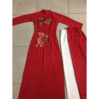 Áo dài lụa tây thi thêu