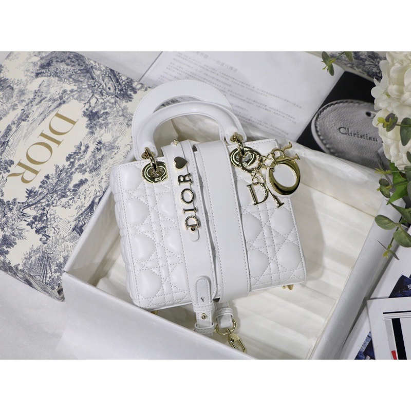 Túi xách Dior Lady mini da cừu trắng cao cấp sang chảnh cực mịn mềm 183LX-4200315