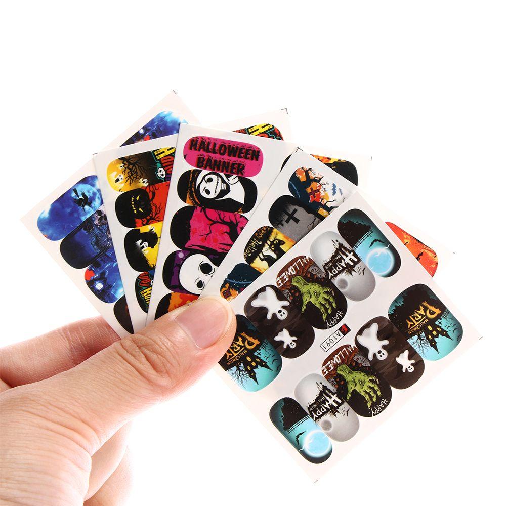 Set 48 Miếng Dán Trang Trí Móng Tay Họa Tiết Halloween Độc Đáo