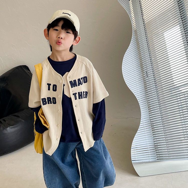 Áo Thun Bóng Chày Cotton Tay Ngắn Phong Cách Nhật Bản Thời Trang Xuân Thu Mới Cho Bé Trai