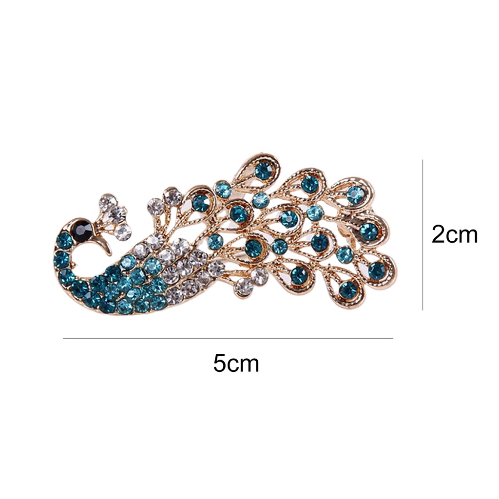 Ghim cài áo hình con công đính đá thanh lịch dành cho nữ