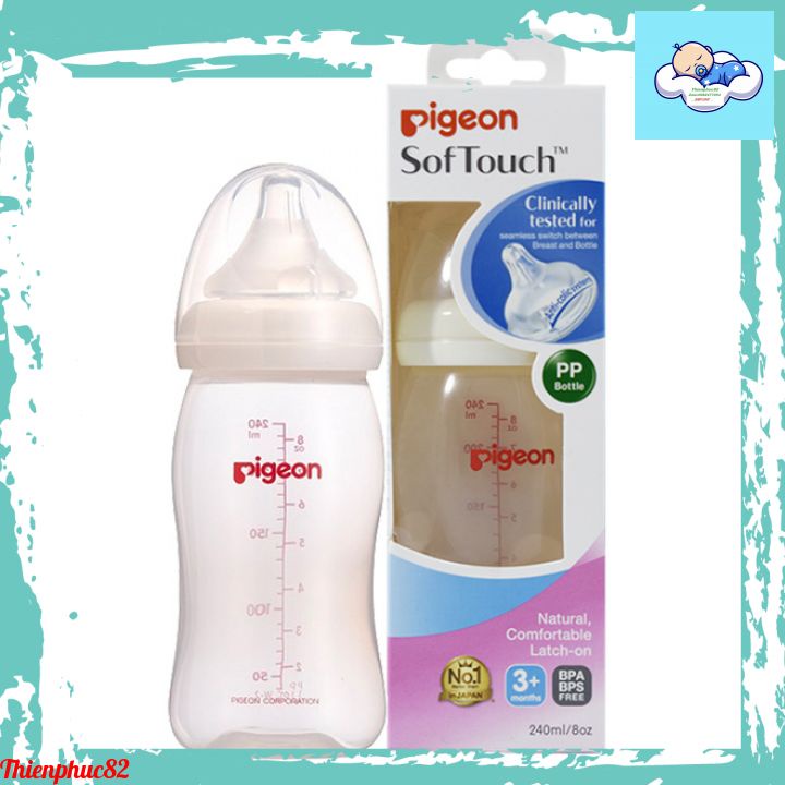 BÌNH CỔ RỘNG PP Plus 240ml Pigeon