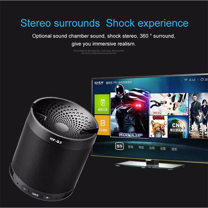 Loa Bluetooth mini Q3 có giá đỡ điện thoại, khe cắm thẻ nhớ