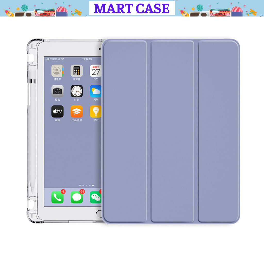 Bao da iPad Silicon + Ngăn đựng bút ốp ipad Pro 11/10.5/Air 3/10.2 gen 7/8/Air 2/Air 1...MART CASE | BigBuy360 - bigbuy360.vn