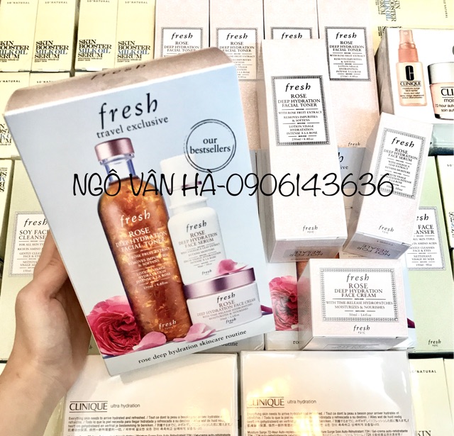 [DUTY FREE] Bộ Dưỡng Da 3 Món Fresh Travel Exclusive Rose Deep Hydration Skincare Routine