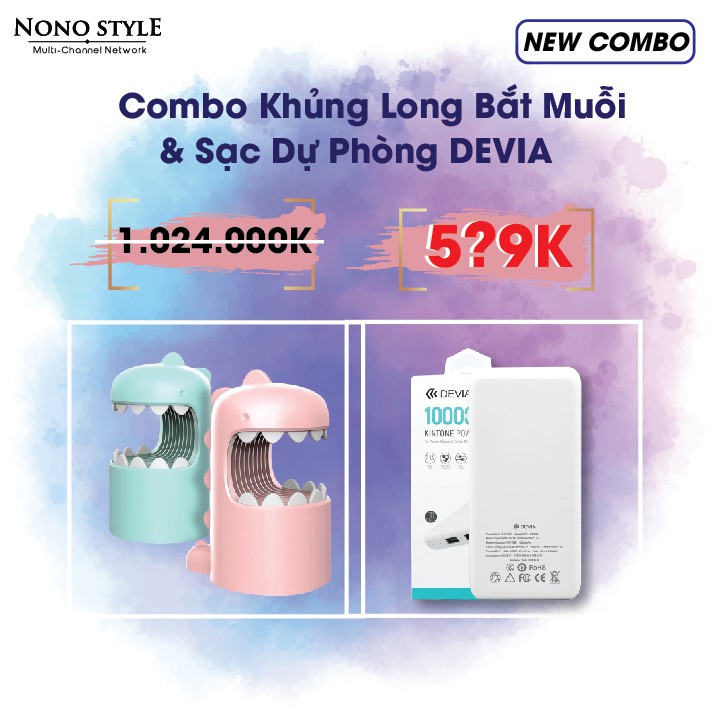 COMBO Đèn Khủng Long Bắt Muỗi Và Sạc Dự Phòng DEVIA ⚡️ TIẾT KIỆM &amp; TIỆN LỢI ⚡️ - T ốc Độ Cao - Diệt Côn Trùng Số 1