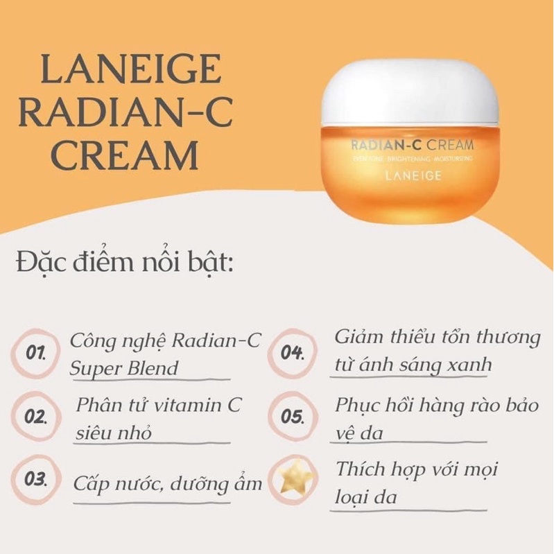 50ml - Kem dưỡng sáng da Laneige Radian C Cream