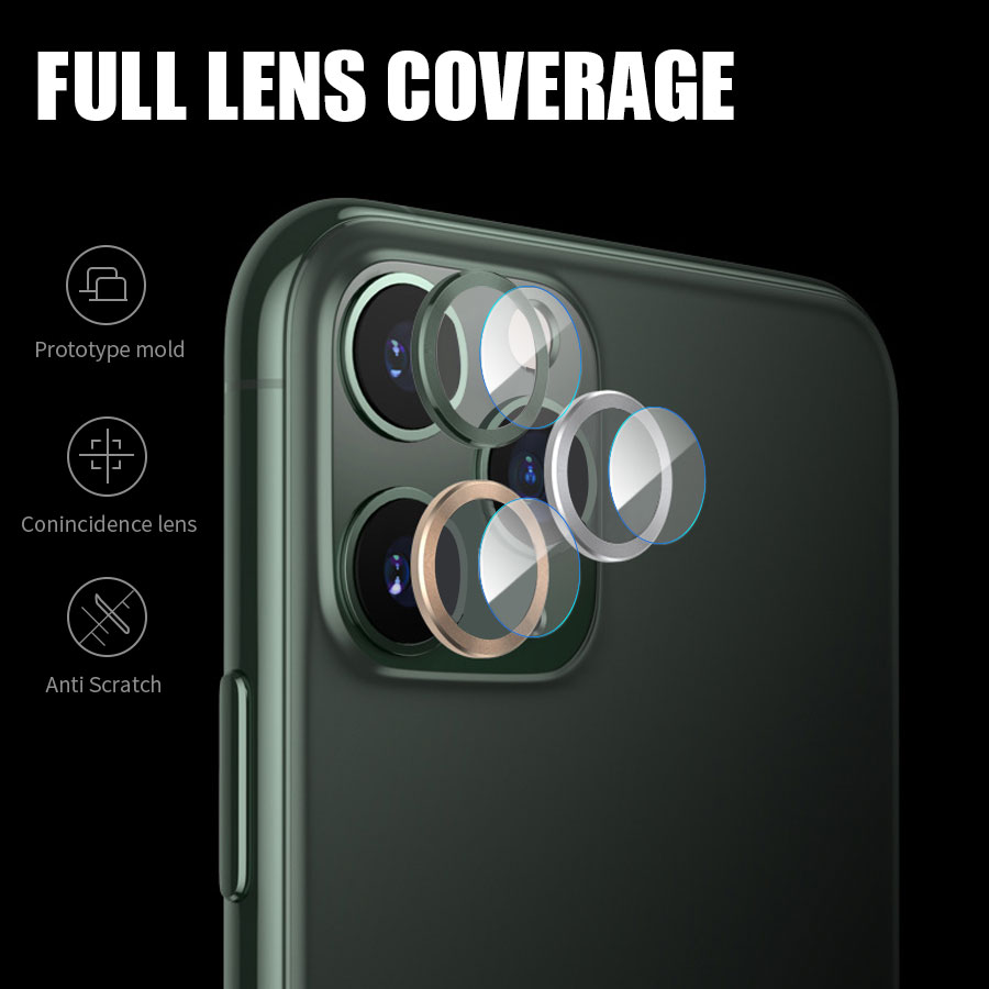 Bộ viền kim loại + kính cường lực bảo vệ camera sau cho Iphone 12 Pro Max 12 Mini
