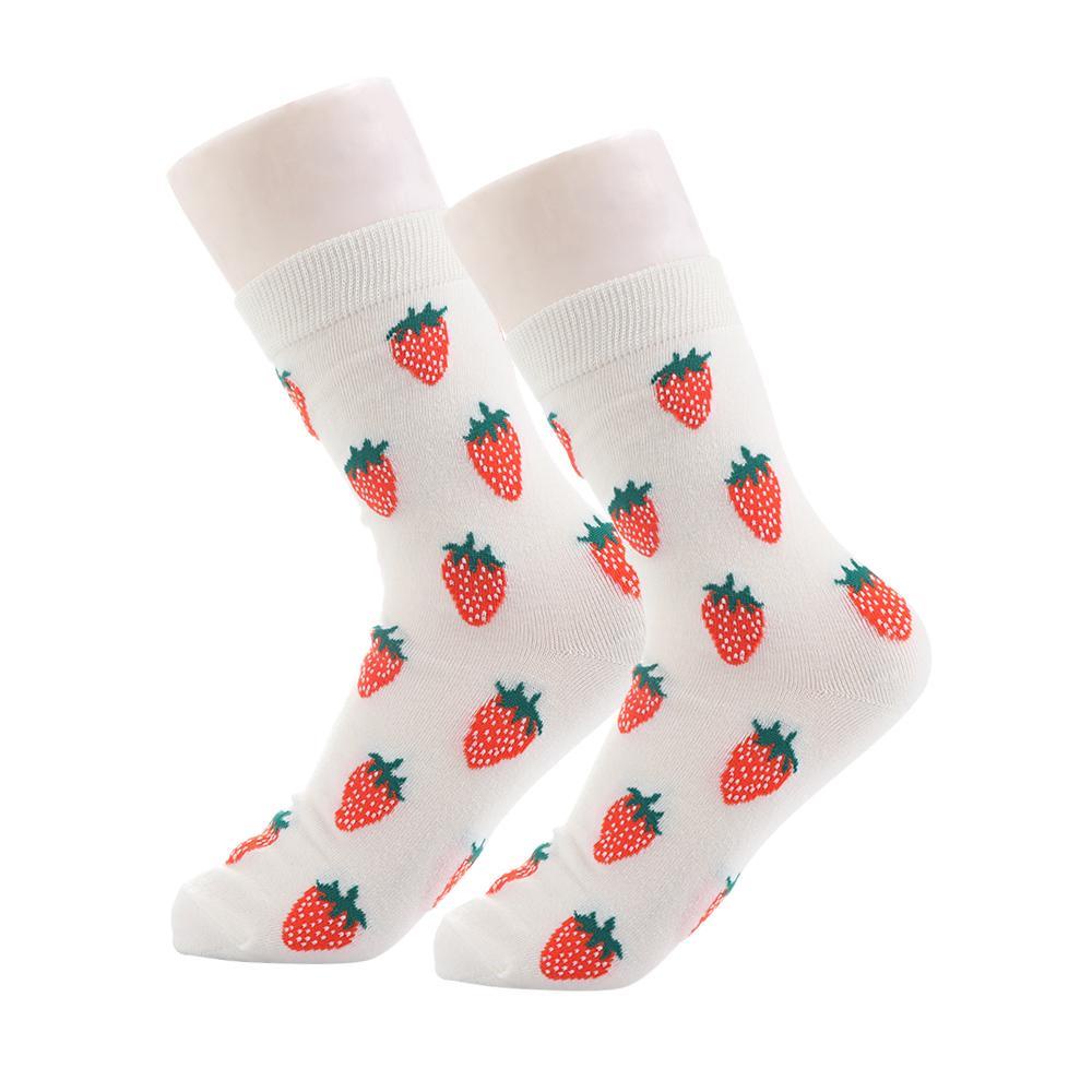 UPSTOPVN Tất VảI Cotton In HìNh Quả Dâu / Chanh Dễ Thương