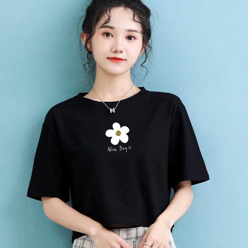 Áo Thun Crotop Form Rộng Tay Ngắn Chất Cotton Mền Mại In Hình Nice Day Ulzzang Style Hàn Quốc TTT0122