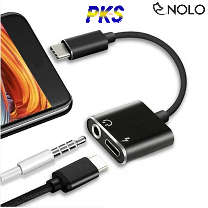 Đầu chuyển đổi 2 trong 1 Type-C cắm sạc,tai nghe 3.5mm cao cấp - Sạc và nghe nhạc cùng một lúc