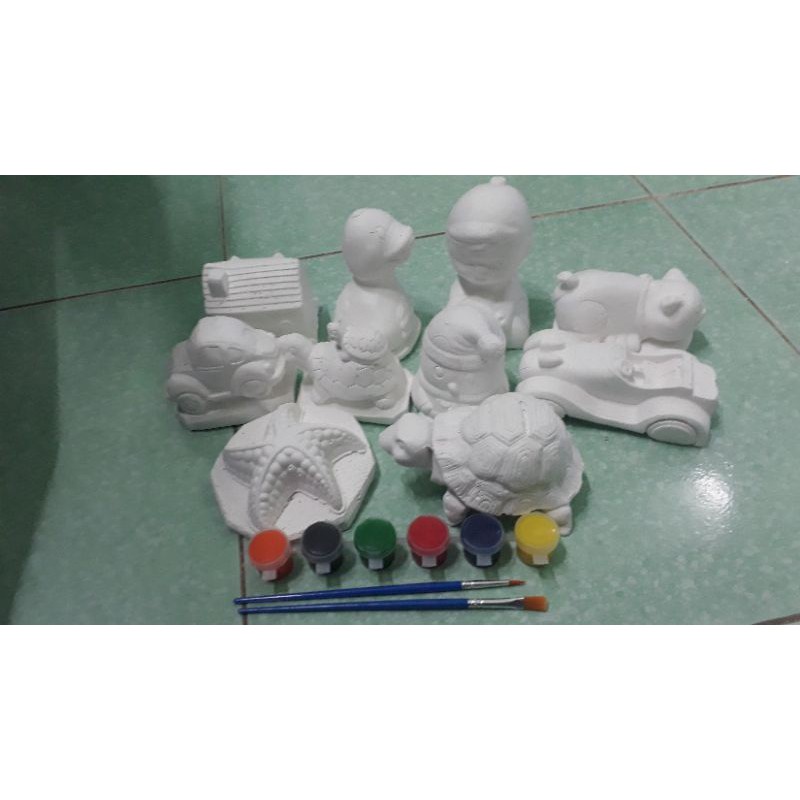 Tô tượng 10 con loại 5cm kèm 6 màu và 1 cọ