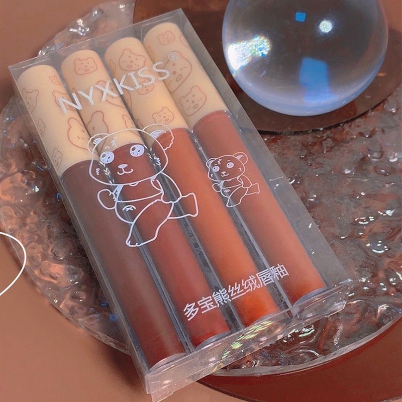 Son Môi NYXKISS 4 Màu Tùy Chọn Chống Nước Không Dính Cốc Tiện Dụng