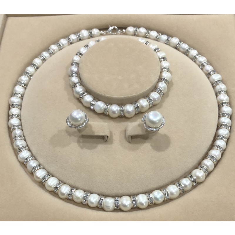 Mã ICBFRI300 giảm10% đơn 249K- Bộ Trang Sức Ngọc Trai 3 Món 9 ly Mix Bi Charm Đá Bạc Thanh Lịch - Ngọc Trai Trường Thịnh