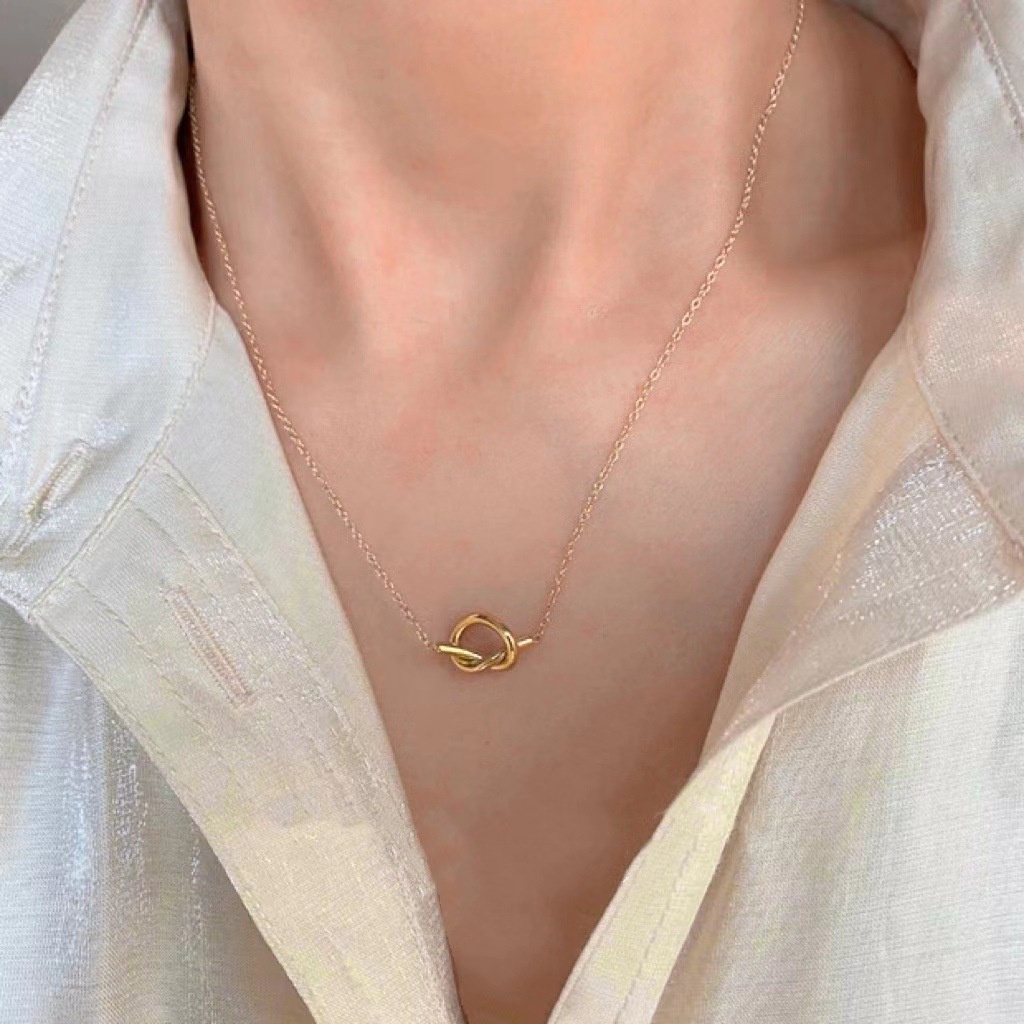 Dây chuyền titan basic mặt tròn xoắn, mạ vàng 14k  [  KHÔNG ĐEN GỈ ]   Her Accessories CT5