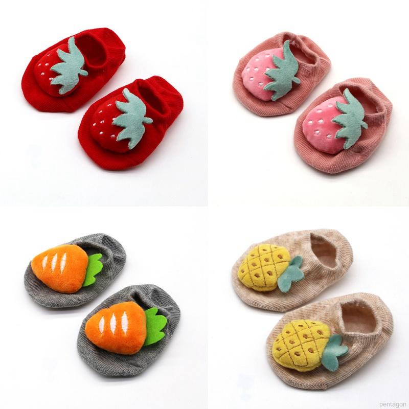 Vớ cotton em bé chống trượt thiết kế trái cây hoạt hình dễ thương