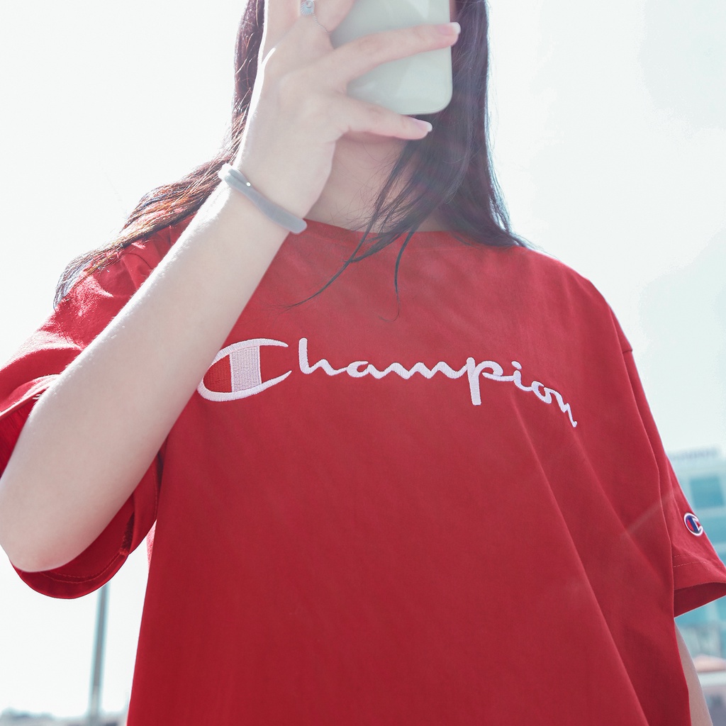 ÁO THUN CHAMPION BIG LOGO CHỮ THÊU MÀU ĐỎ