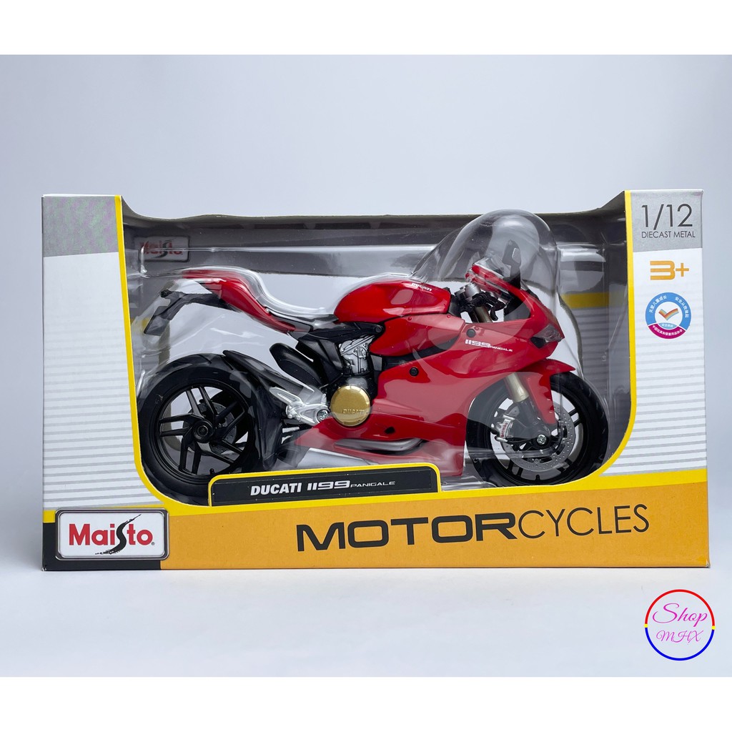 Xe mô hình mô tô Ducati 1199 Panigale TẶNG KÈM BIỂN SỐ tỉ lệ 1:12 hãng Maisto