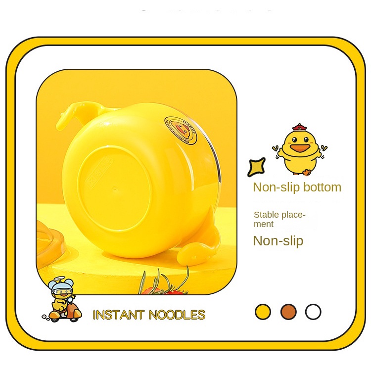 Bát Ăn Cơm Bằng Thép Không Gỉ 304 Hình Vịt Vàng Hoạt Hình Cho Trẻ Em 450ml chính hãng Hàn Quốc kiểm định an toàn