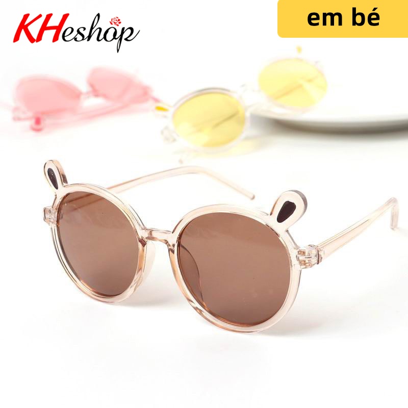 [Deal Rẻ Mua Ngay] Kính Tai gấu tròn trong suốt hoạt hình dễ thương bảo vệ mắt bé khỏi UV400 mã Y9807