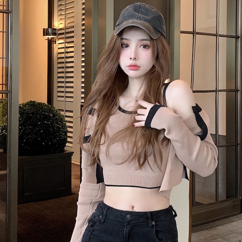 Áo khoác cardigan dài tay/Áo dây dệt kim thiết kế dáng rộng thoải mái