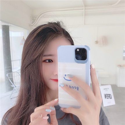 ốp iphone 11 12 Pro Max 12 Pro XS Max i7 i8 hình mặt cười hình vuông màu xanh shin case