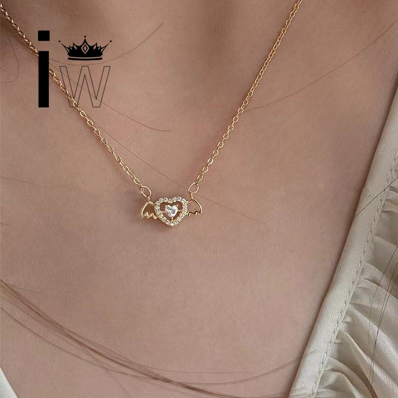 Vòng cổ Hợp Kim Mặt Trái Tim Và Đôi Cánh Đính Đá Thời Trang Cho Nữ