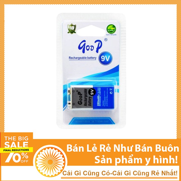 PIN SẠC GOOP 9V 280MAH NI-MH ( VỈ 1 VIÊN )