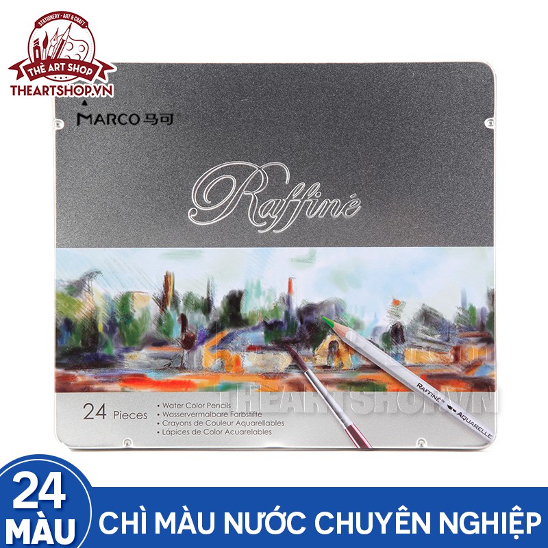 Chì màu nước MARCO RAFFINE 12/24/36/72 màu (Hộp thiếc - Hộp giấy)