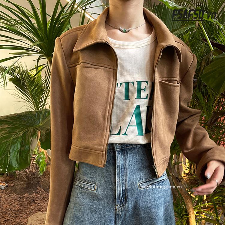 Áo Khoác Da Lộn Dáng Ngắn Thiết Kế Mới Thời Trang Mùa Thu Đông 2022 Dành Cho Nữ