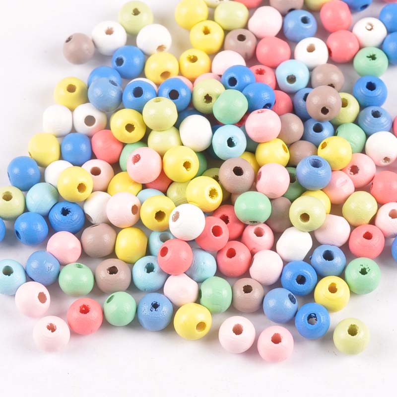 Hạt gỗ màu macaron các size làm vòng tay, đồ handmade bán lẻ 10g