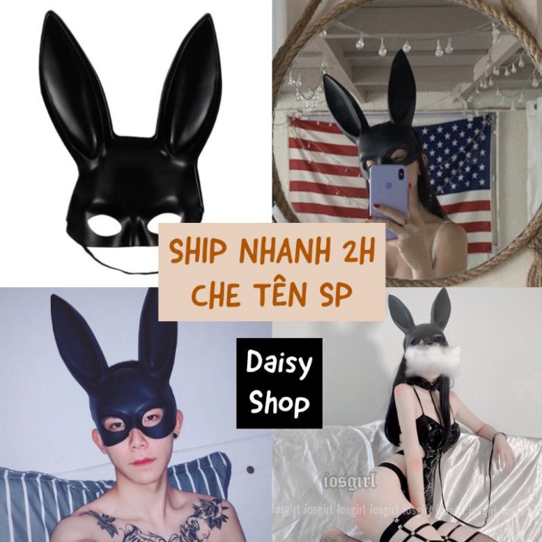 Mặt Nạ Cosplay Sexy Thỏ Tai Dài Màu Đen Halloween Hóa Trang Có Dây Đeo Quanh Đầu