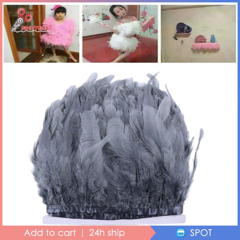 [Prettyia1] Lông Vũ Tua Rua Trang Trí Đầm Hóa Trang Diy Màu Xám