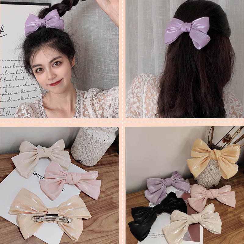 Kẹp Tóc Nơ Bản To Satin