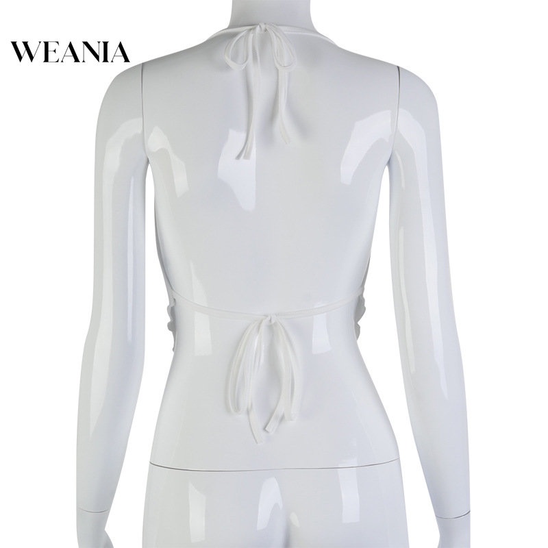 Áo Tank Top Cổ Thấp Hở Lưng Màu Trơn Phong Cách Đường Phố Cho Nữ L0715